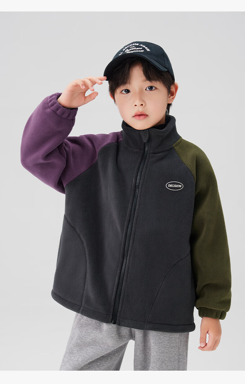 Zuo Xi Boys' Kids' Jacket Autumn 2025 New Double-Sided Fleece Warm Winter Coat Black 130 12
